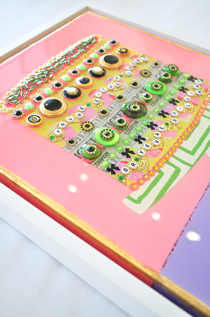 LUCKY AND BRILLIANT - 12.5 x 15.5 Framed Mixed Media on Canvas