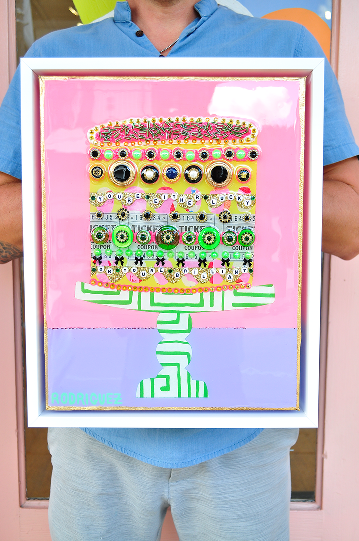 LUCKY AND BRILLIANT - 12.5 x 15.5 Framed Mixed Media on Canvas