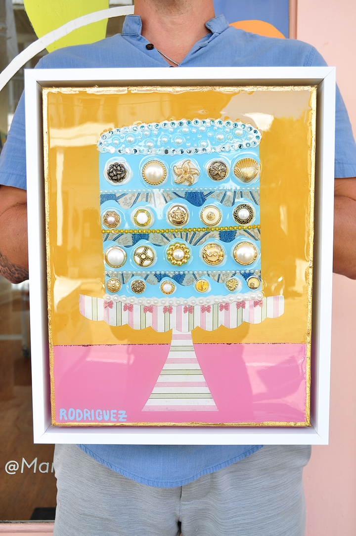 SEASIDE REUNION - 12.5 x 15.5 Framed Mixed Media on Canvas