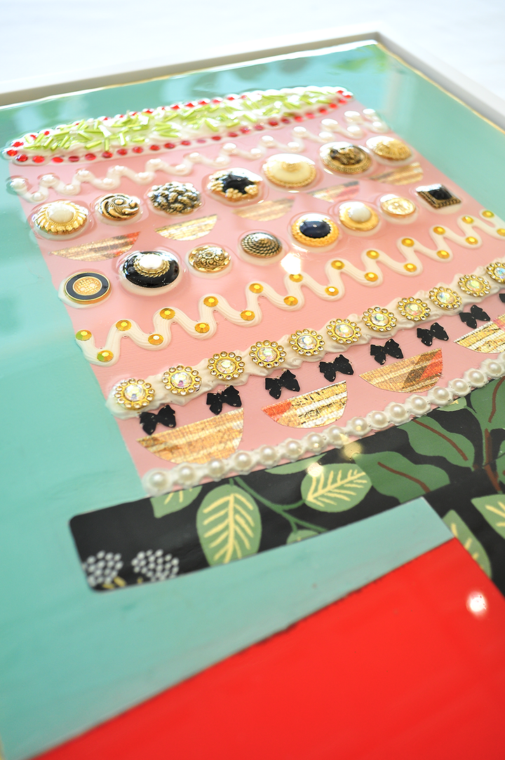 NEVER-ENDING TEA PARTY, 12.5 x 15.5 Framed Mixed Media on Canvas