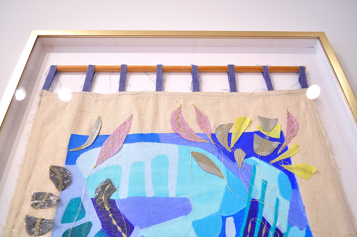 Deep Dive - 53.5"x27.25" Framed Mixed Media Tapestry *Local Pick-Up Only Item*