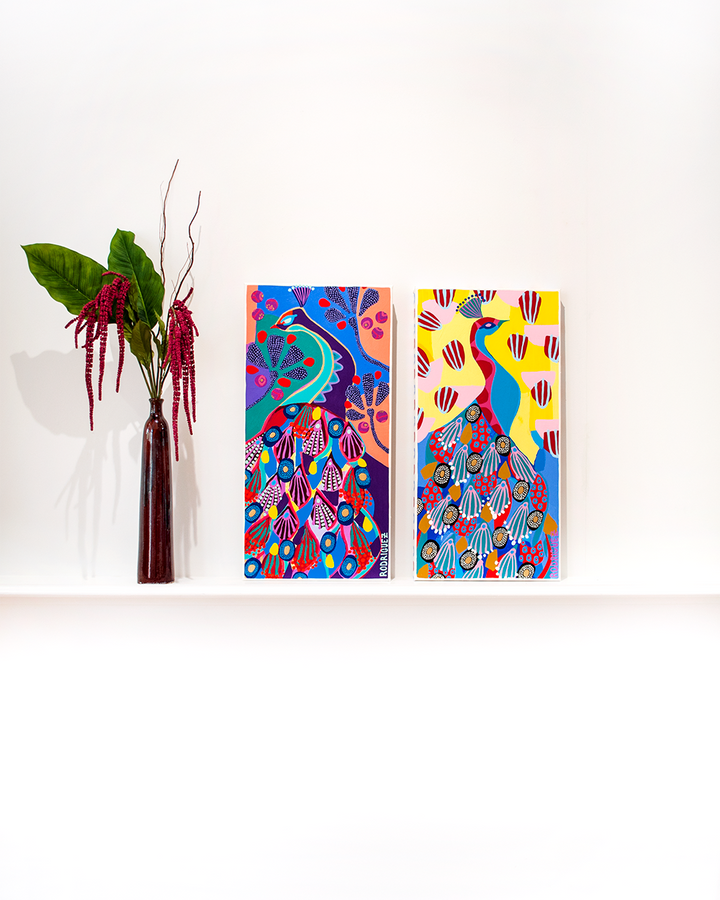 Saffron -  Peacock - 15x30 ON CANVAS