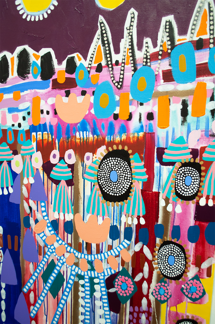 SUNSET ON THE BOARDWALK- 48x48 ON CANVAS