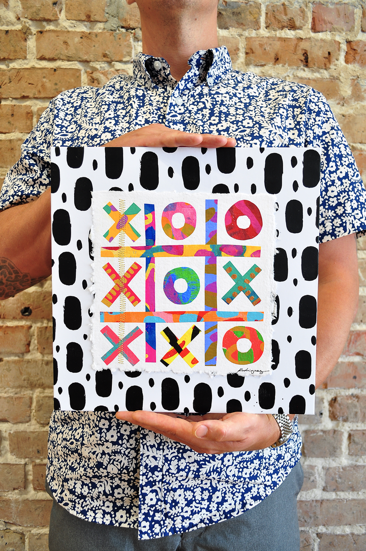 The Winners Tic-Tac-Toe 11 - 12x12 Mixed Media on Paper *NOT framed*