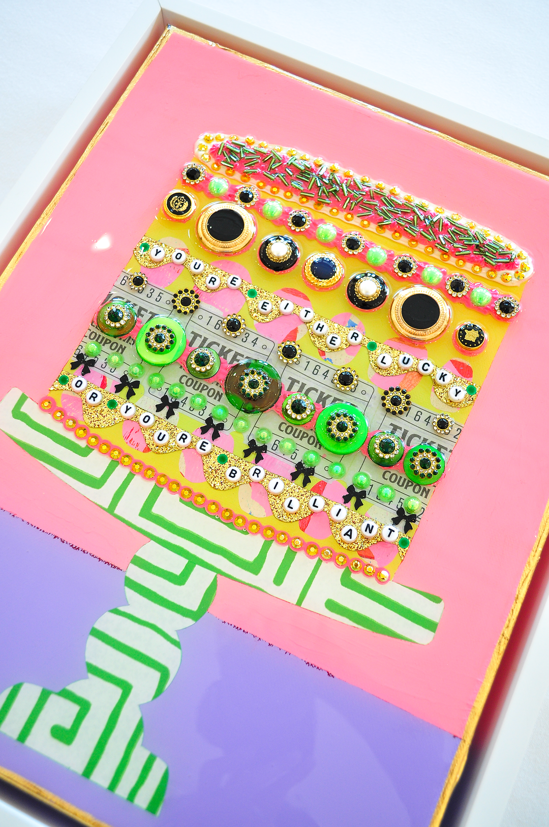 LUCKY AND BRILLIANT - 12.5 x 15.5 Framed Mixed Media on Canvas