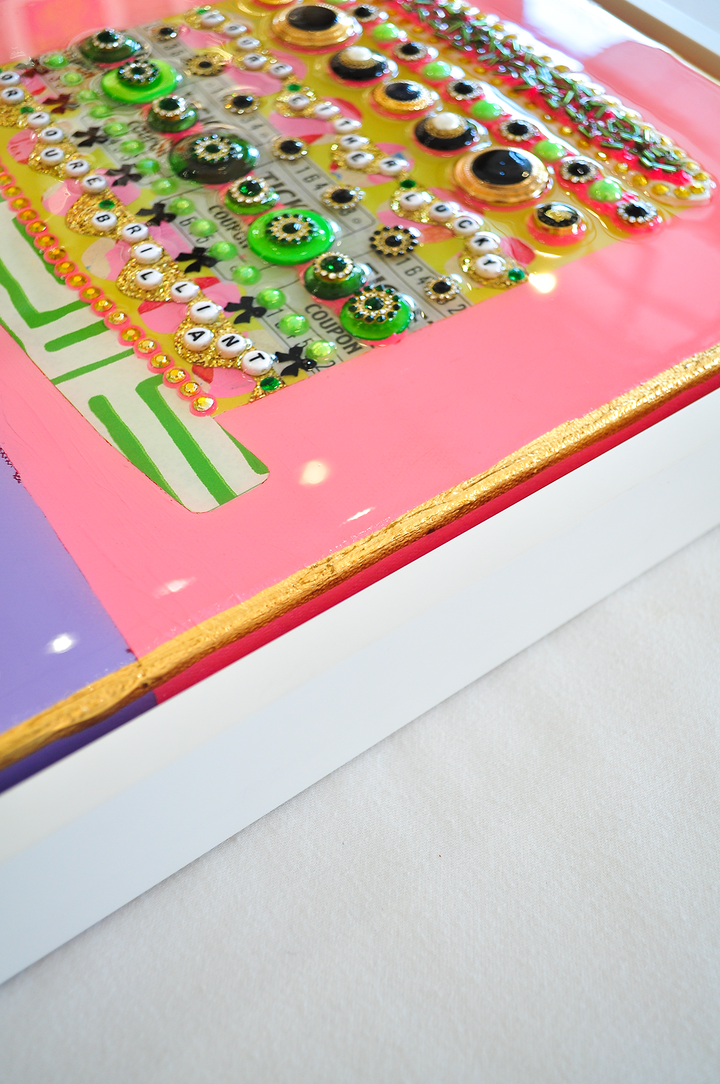 LUCKY AND BRILLIANT - 12.5 x 15.5 Framed Mixed Media on Canvas