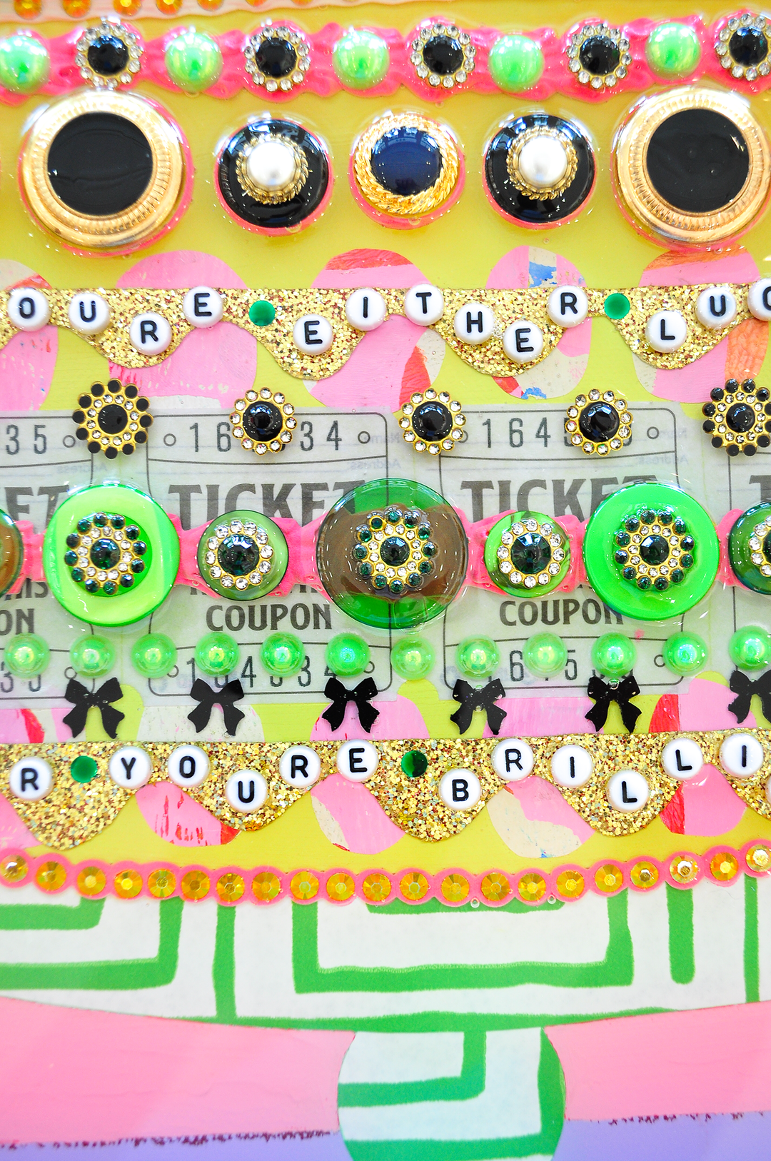 LUCKY AND BRILLIANT - 12.5 x 15.5 Framed Mixed Media on Canvas