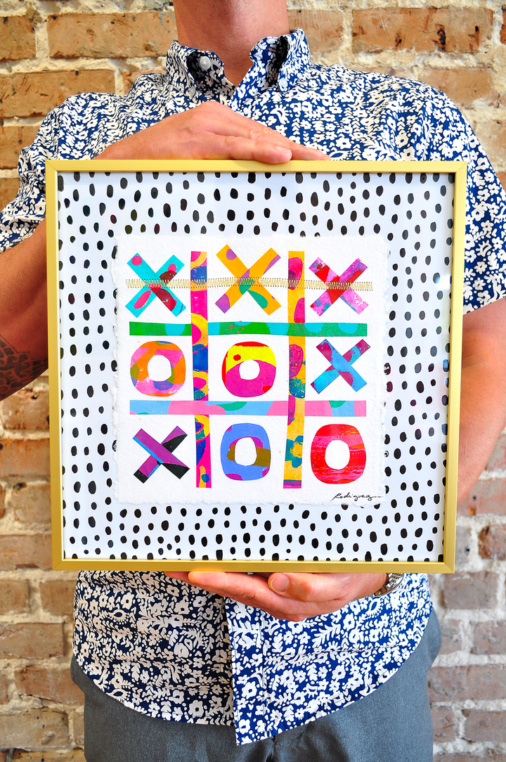 The Winners Tic-Tac-Toe 1 - 12x12 Framed Mixed Media on Paper