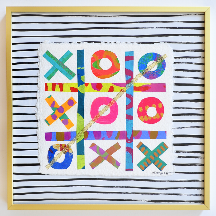 The Winners Tic-Tac-Toe 2 - 12x12 Framed Mixed Media on Paper