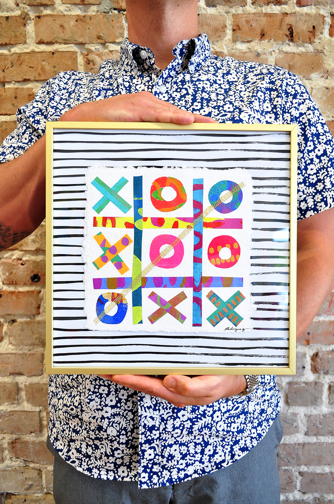 The Winners Tic-Tac-Toe 2 - 12x12 Framed Mixed Media on Paper