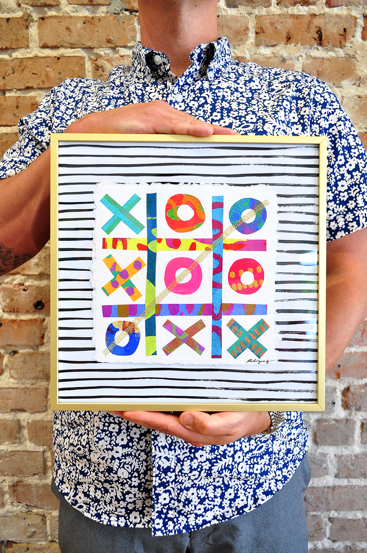 The Winners Tic-Tac-Toe 2 - 12x12 Framed Mixed Media on Paper