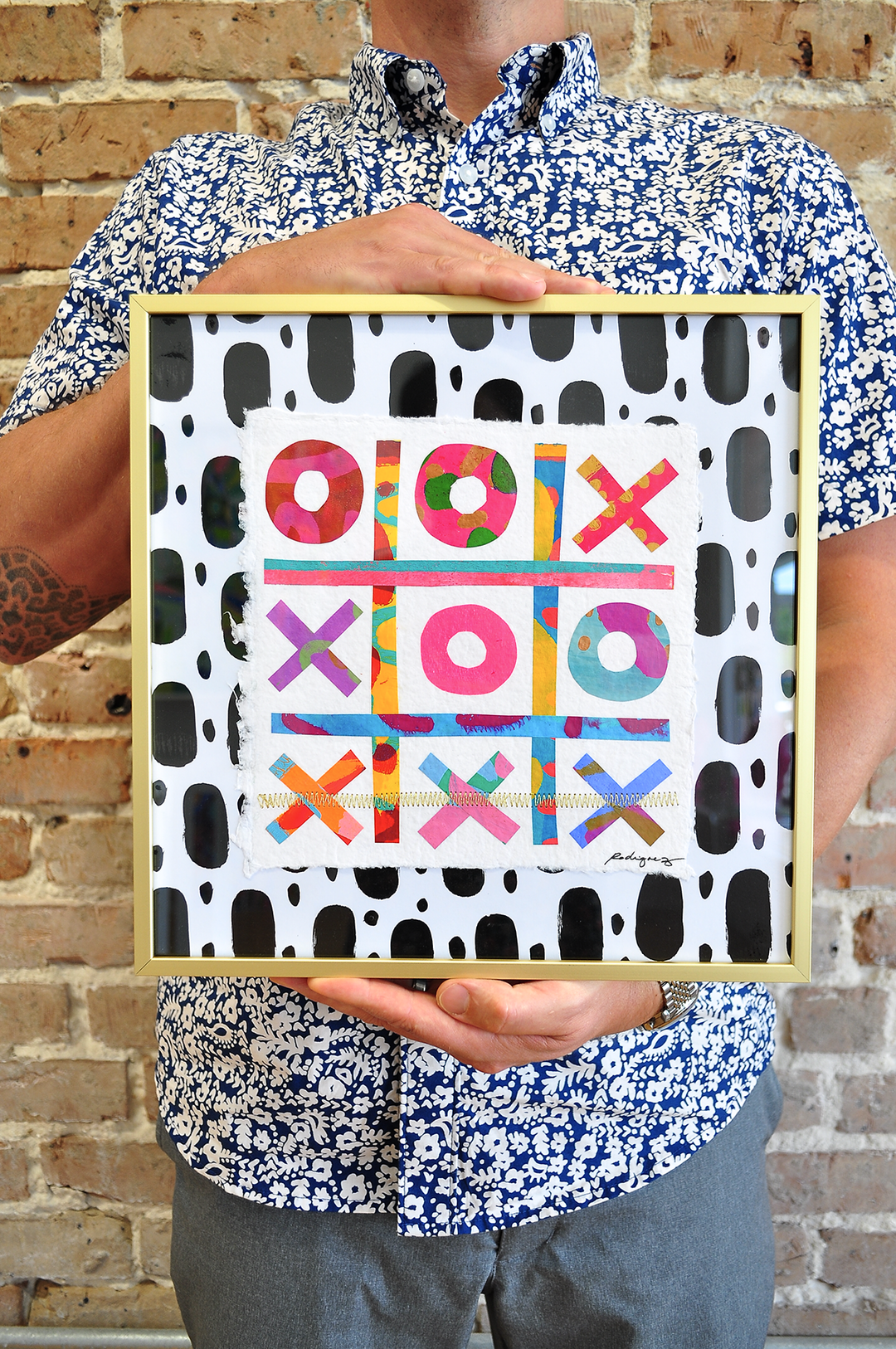 The Winners Tic-Tac-Toe 3 - 12x12 Framed Mixed Media on Paper