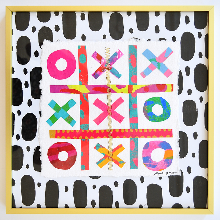The Winners Tic-Tac-Toe 5 - 12x12 Framed Mixed Media on Paper