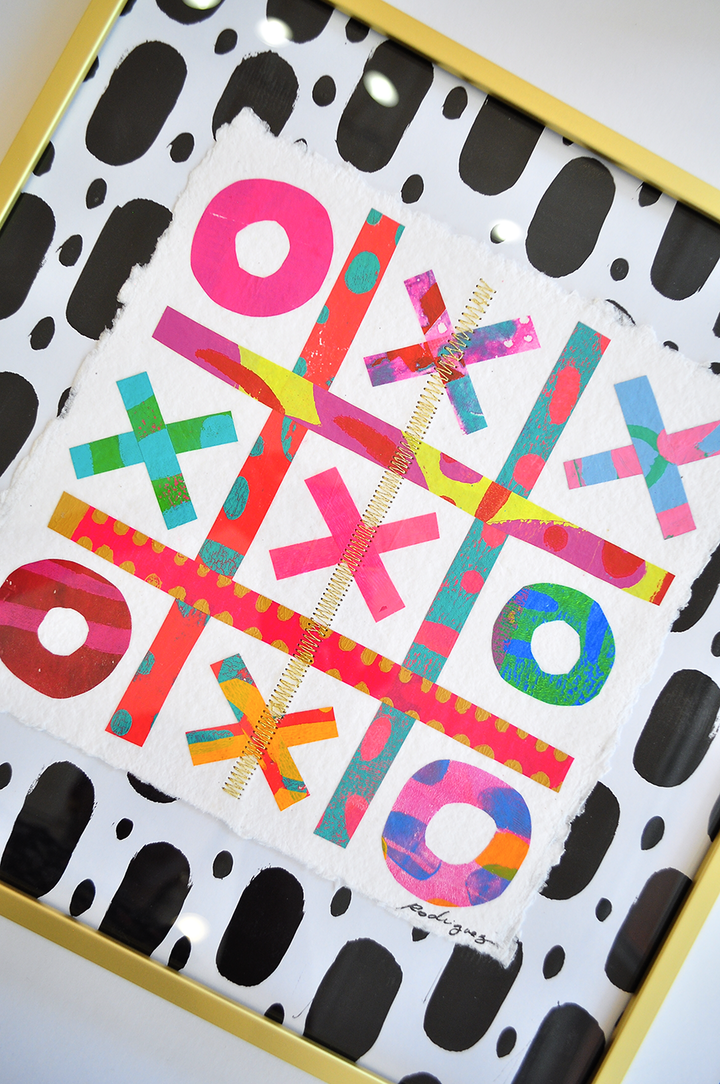 The Winners Tic-Tac-Toe 5 - 12x12 Framed Mixed Media on Paper