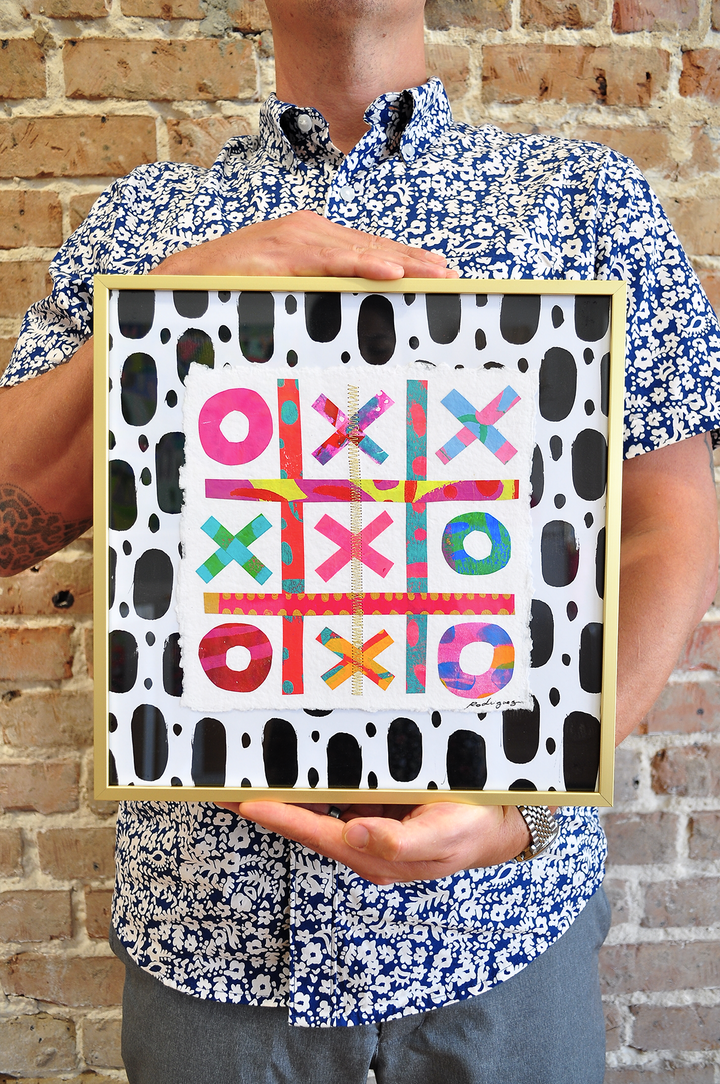 The Winners Tic-Tac-Toe 5 - 12x12 Framed Mixed Media on Paper
