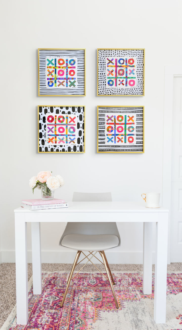 The Winners Tic-Tac-Toe 6 - 12x12 Framed Mixed Media on Paper