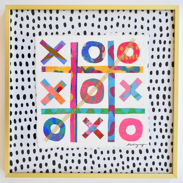 The Winners Tic-Tac-Toe 7 - 12x12 Framed Mixed Media on Paper