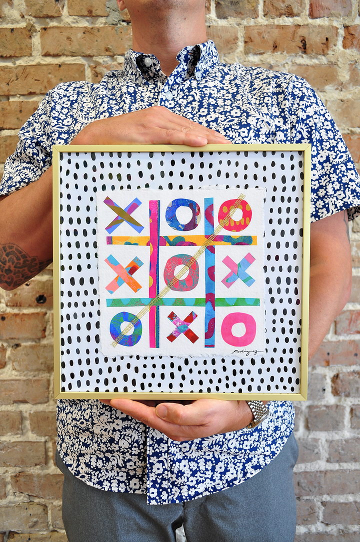 The Winners Tic-Tac-Toe 7 - 12x12 Framed Mixed Media on Paper