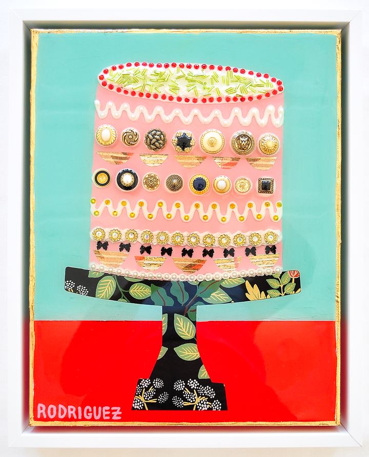 NEVER-ENDING TEA PARTY, 12.5 x 15.5 Framed Mixed Media on Canvas