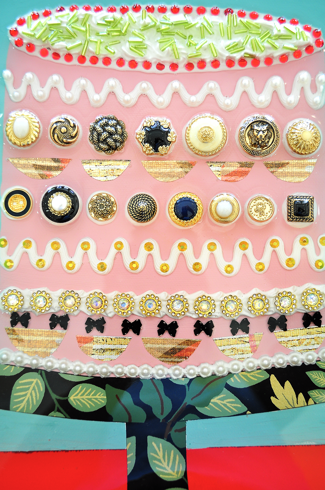 NEVER-ENDING TEA PARTY, 12.5 x 15.5 Framed Mixed Media on Canvas