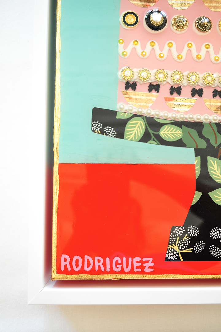 NEVER-ENDING TEA PARTY, 12.5 x 15.5 Framed Mixed Media on Canvas