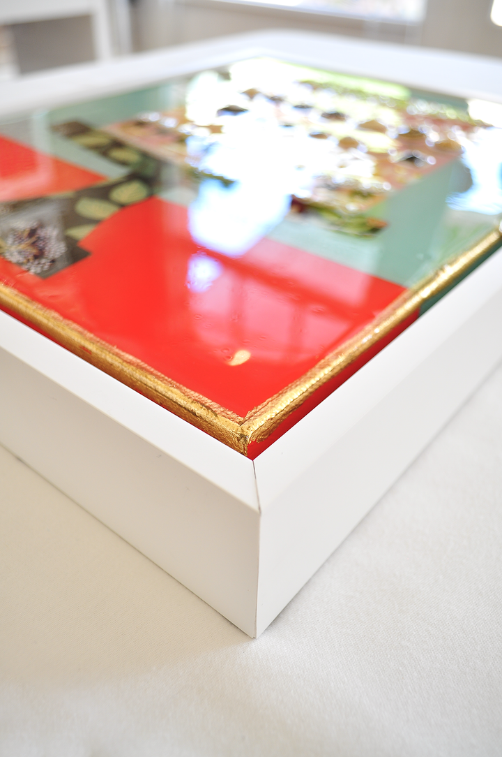 NEVER-ENDING TEA PARTY, 12.5 x 15.5 Framed Mixed Media on Canvas