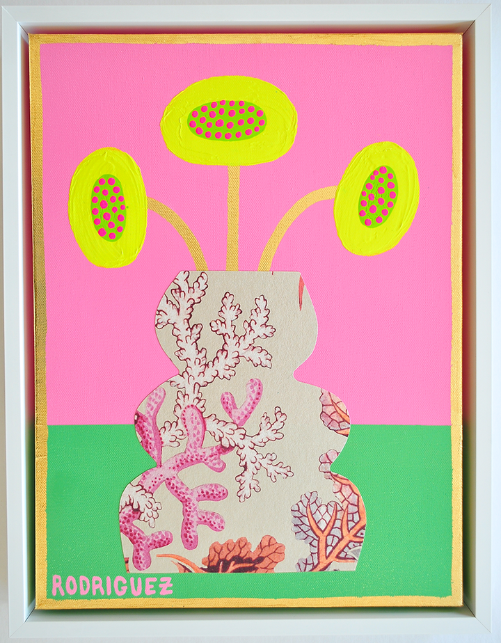 1 Flowergram - 13.5 x 17.5 Framed Mixed Media on Canvas