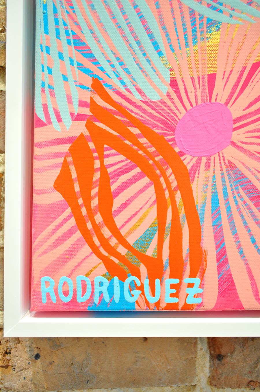 Pale Pink Floating Floral - Framed 25.5x49.5 on Canvas