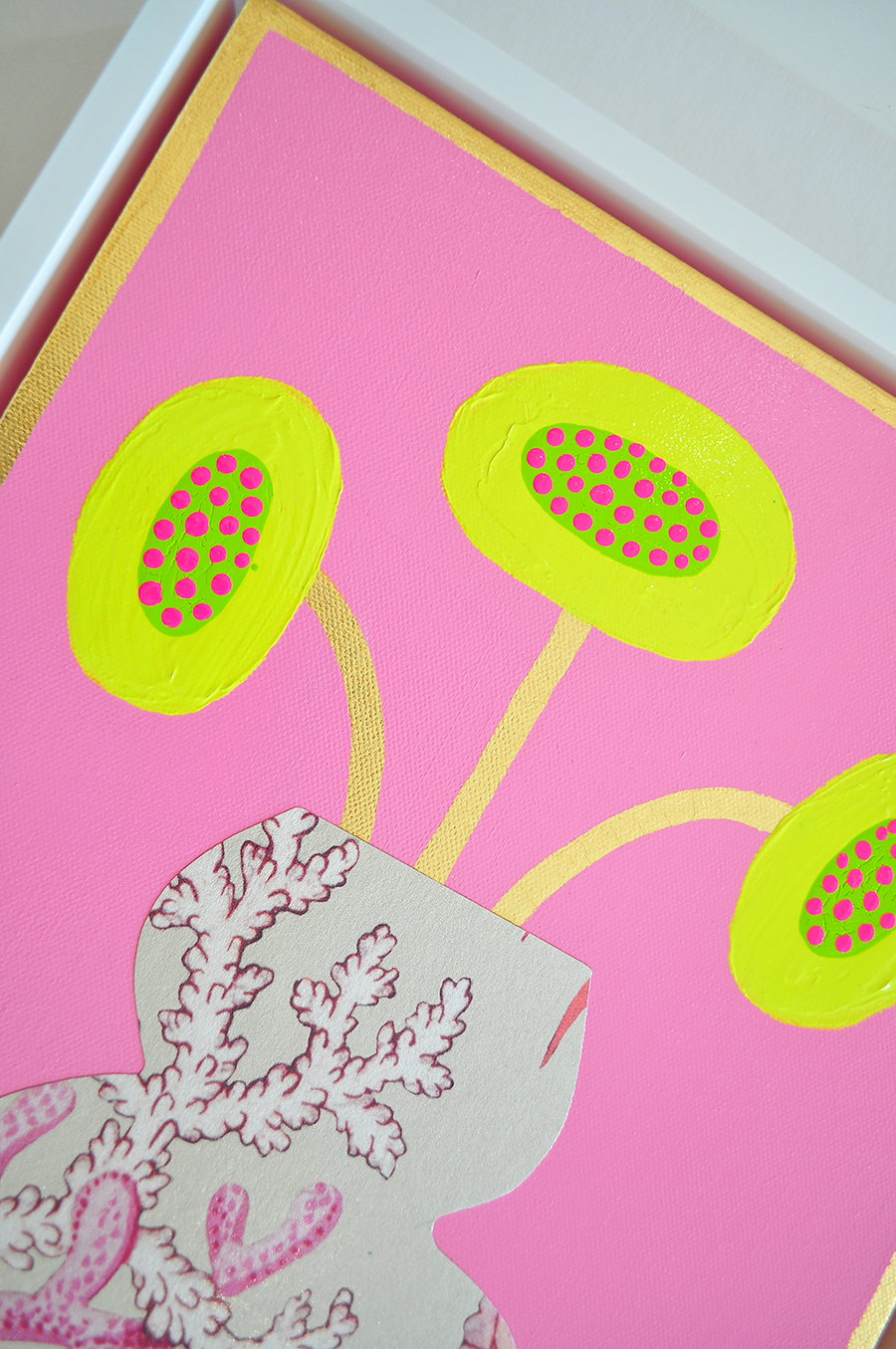 1 Flowergram - 13.5 x 17.5 Framed Mixed Media on Canvas