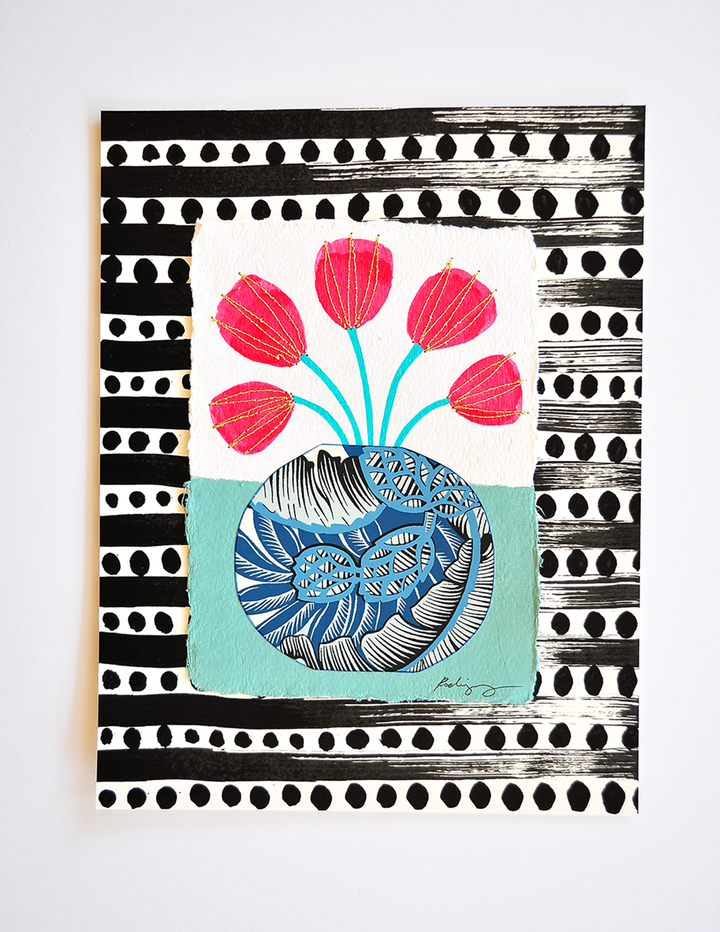 Flowergram 28 - 11x8.5 Mixed Media on Paper