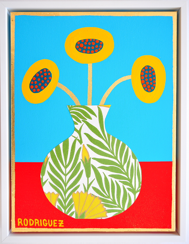 4 Flowergram - 13.5 x 17.5 Framed Mixed Media on Canvas
