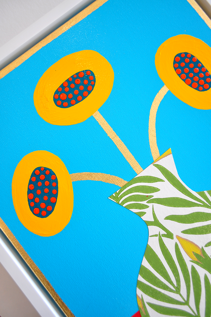 4 Flowergram - 13.5 x 17.5 Framed Mixed Media on Canvas