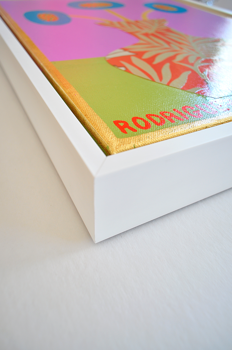 5 Flowergram - 13.5 x 17.5 Framed Mixed Media on Canvas