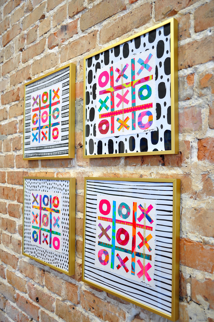 The Winners Tic-Tac-Toe 6 - 12x12 Framed Mixed Media on Paper