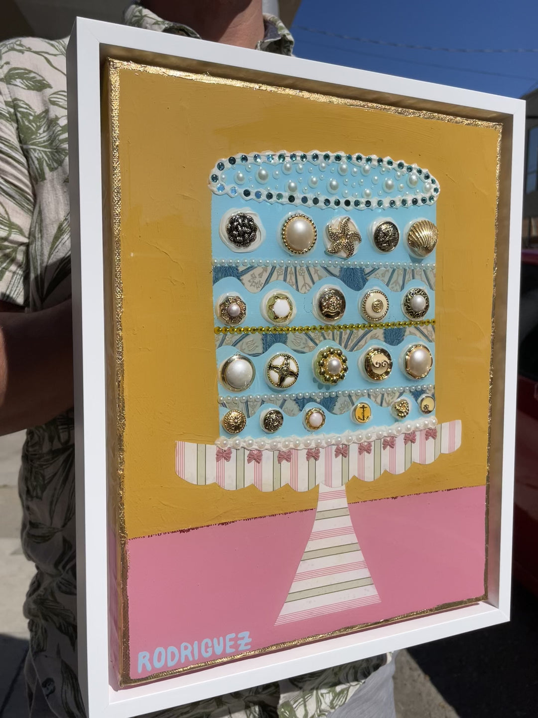 SEASIDE REUNION - 12.5 x 15.5 Framed Mixed Media on Canvas