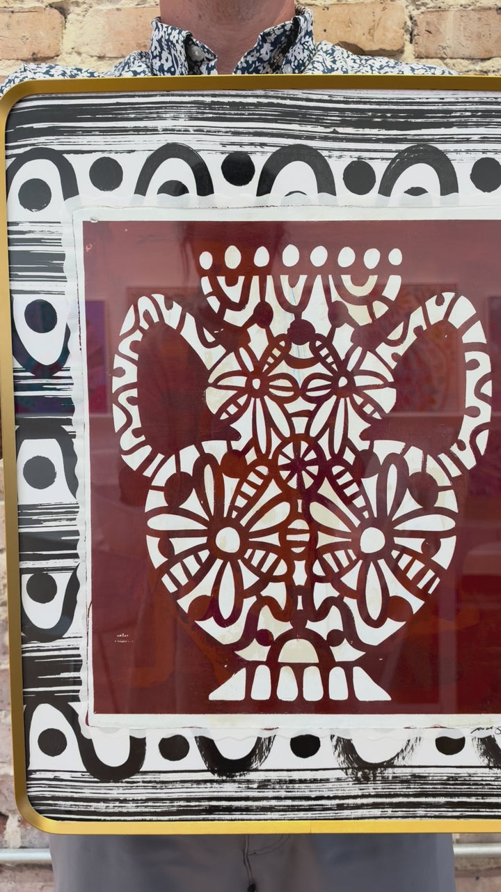 Vase Monoprint 5 - Framed 16x20 on Paper *NEW*