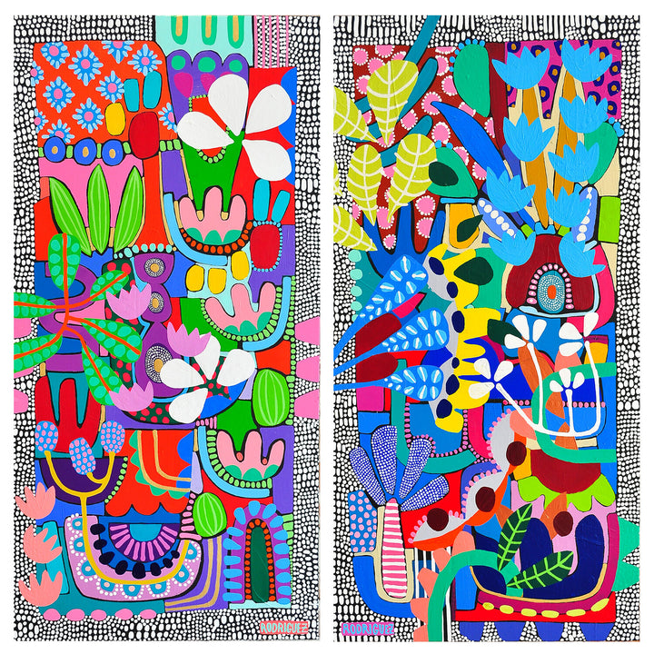 PLAYING PUZZLES IN THE JUNGLE- DIPTYCH - 48x24 Each on Canvas